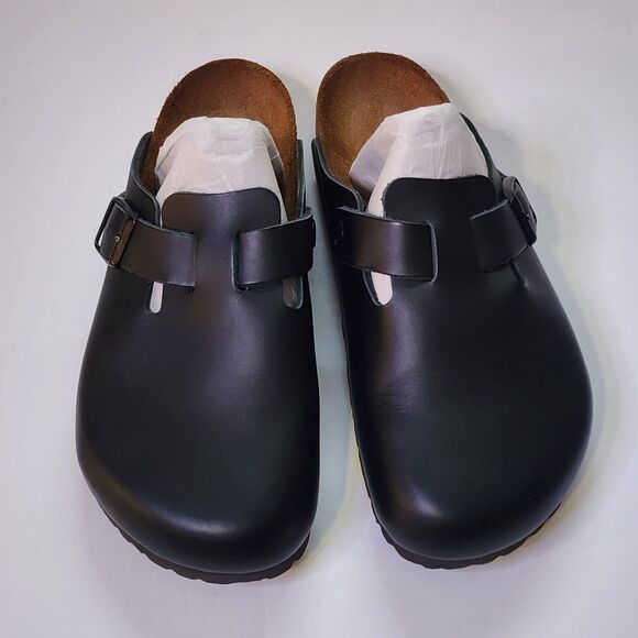 Birkenstock Shoes - Birkenstock Boston Clog Womens 7 Mens 6 Black Leather Cork Insole